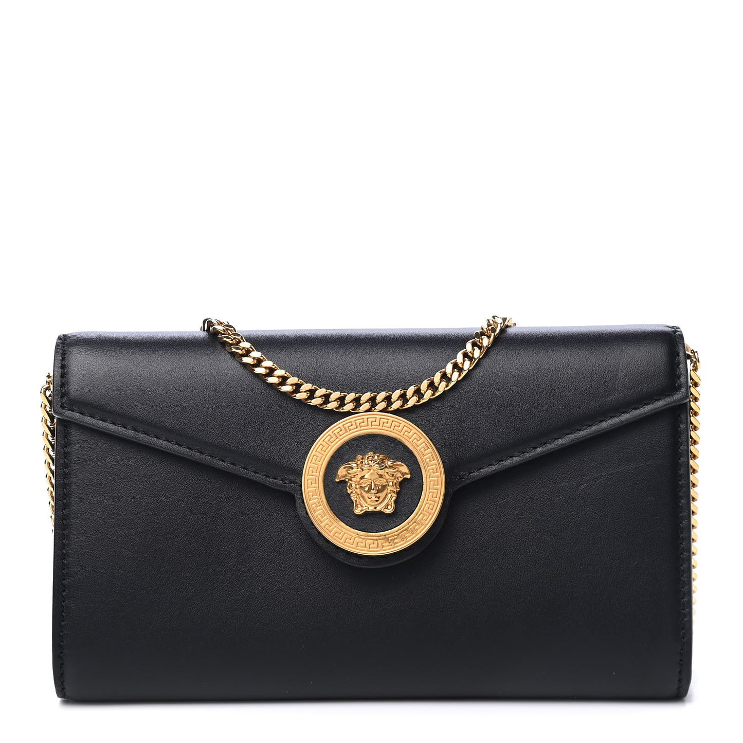 Calfskin Medusa Clutch Bag Black