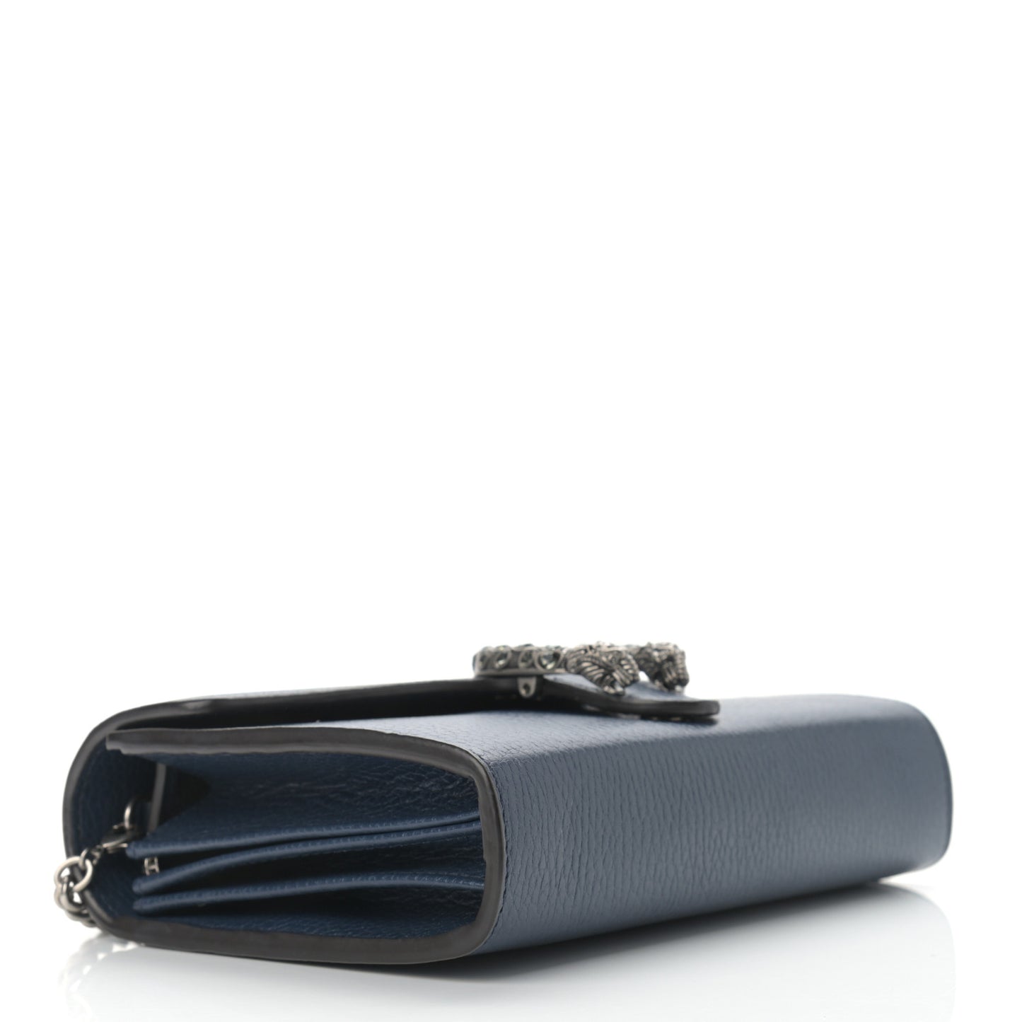 Dollar Calfskin Crystal Mini Dionysus Chain Wallet Blue Agata Black Diamond