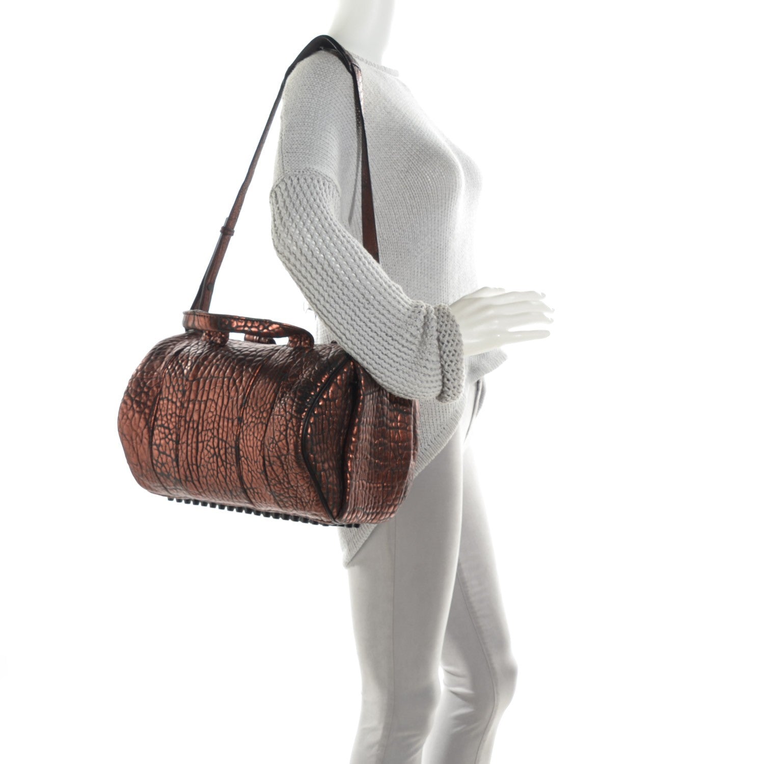 Alexander Wang Metallic Pebbled Lambskin Rocco Bronze Black Hardware 2 of 8