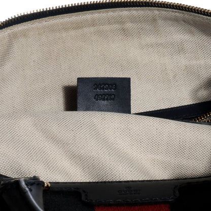 Gucci Monogram Selleria Calfskin Vintage Web Medium Boston Beige Blue 7 of 10