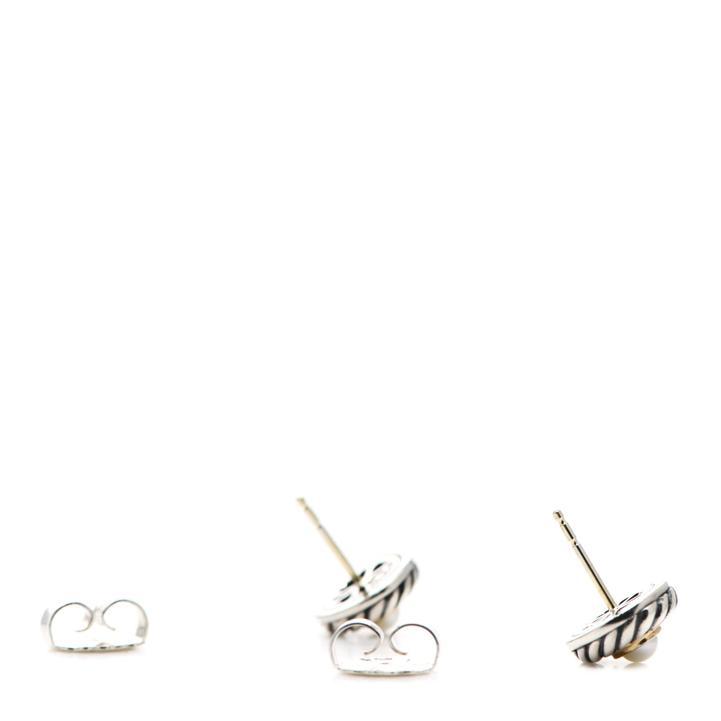 Sterling Silver 14K Yellow Gold Pearl Cookie Earrings