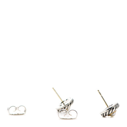 David Yurman Sterling Silver 14K Yellow Gold Pearl Cookie Earrings 3 of 4