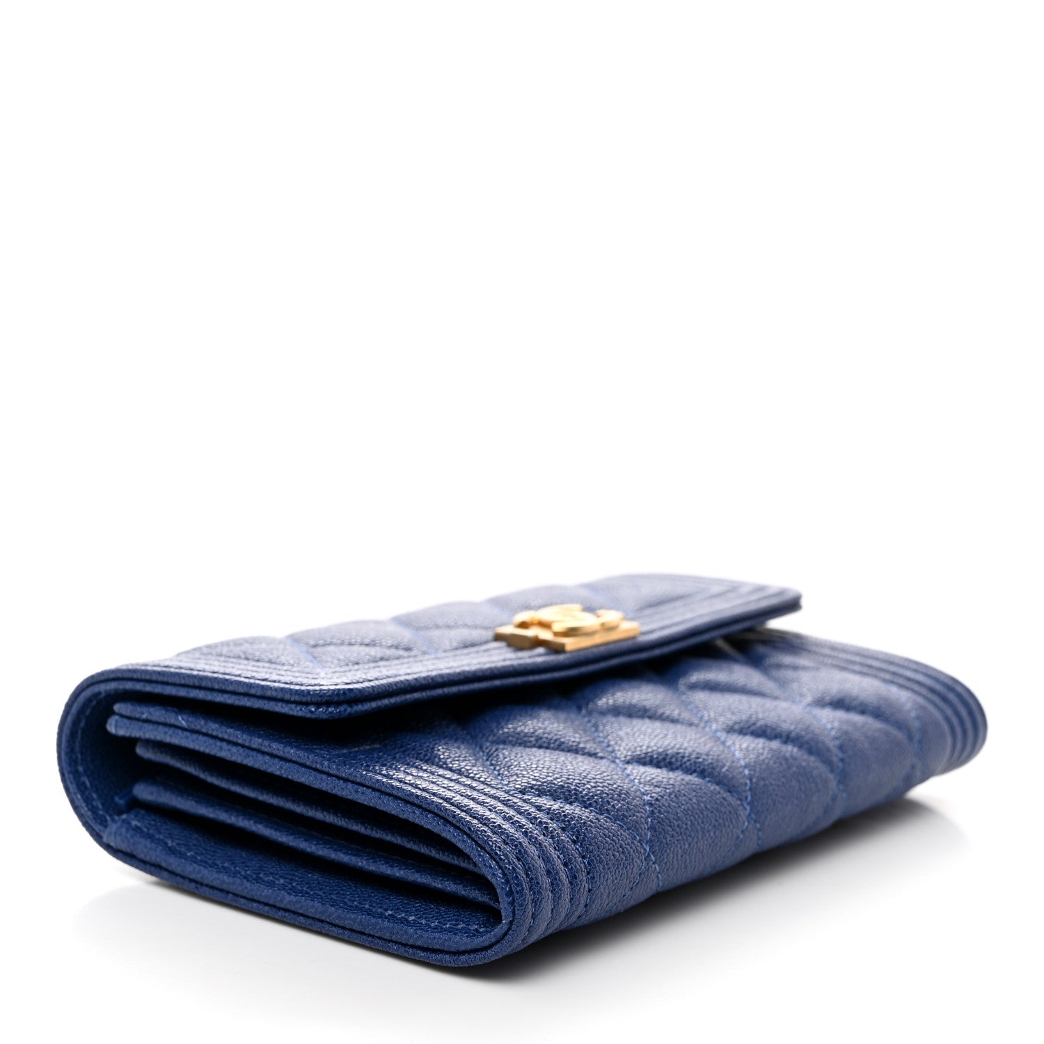 Chanel Caviar Quilted Medium Boy Flap Wallet Blue 4 of 9