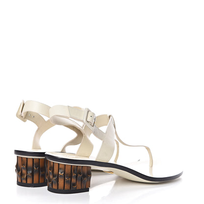 Gucci Calfskin Bamboo T-Strap Thong Sandals 39 White 4 of 12