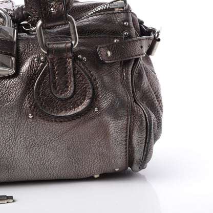 Chloe Metallic Calfskin Medium Paddington Satchel Grey 10 of 17