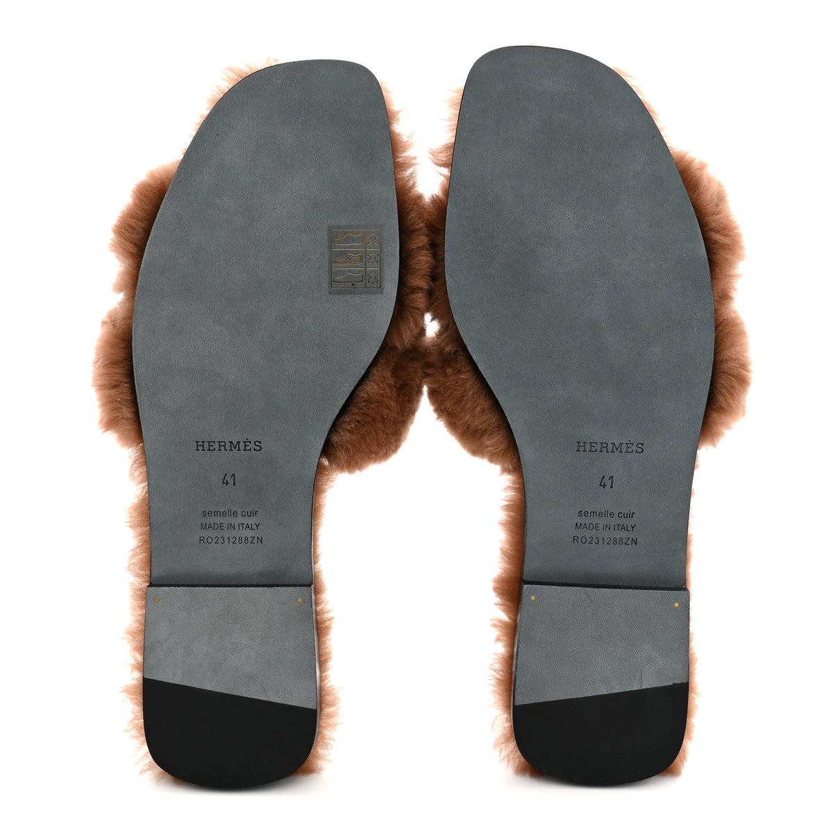 Hermes Woolskin Oran Sandals 41 Gold 6 of 8