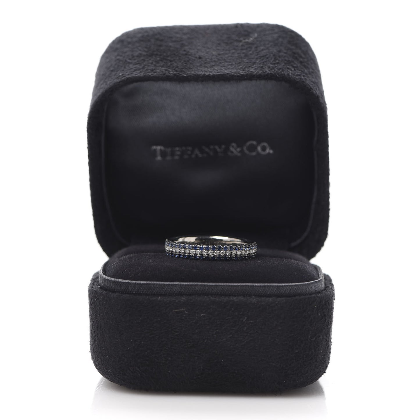 18K White Gold Diamond Blue Sapphire Embrace Ring 50 5.25