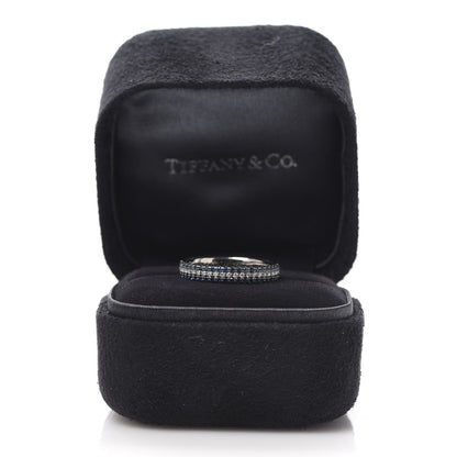 Tiffany 18K White Gold Diamond Blue Sapphire Embrace Ring 50 5.25 6 of 6