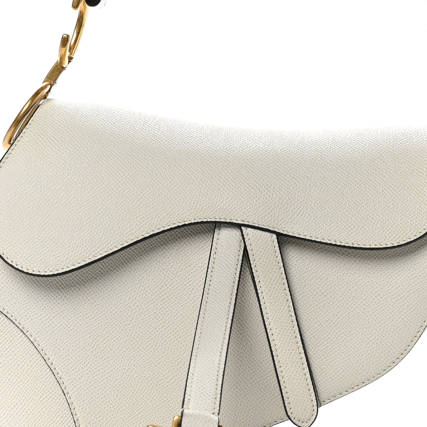 Grained Calfskin Saddle Bag With Strap Latte