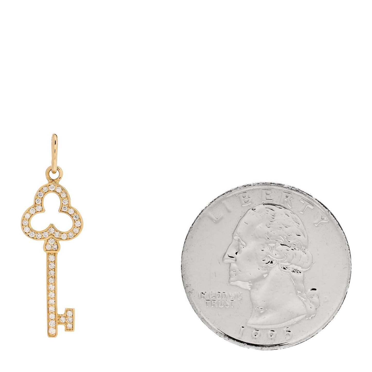 18K Yellow Gold Diamond Mini Open Trefoil Key Pendant