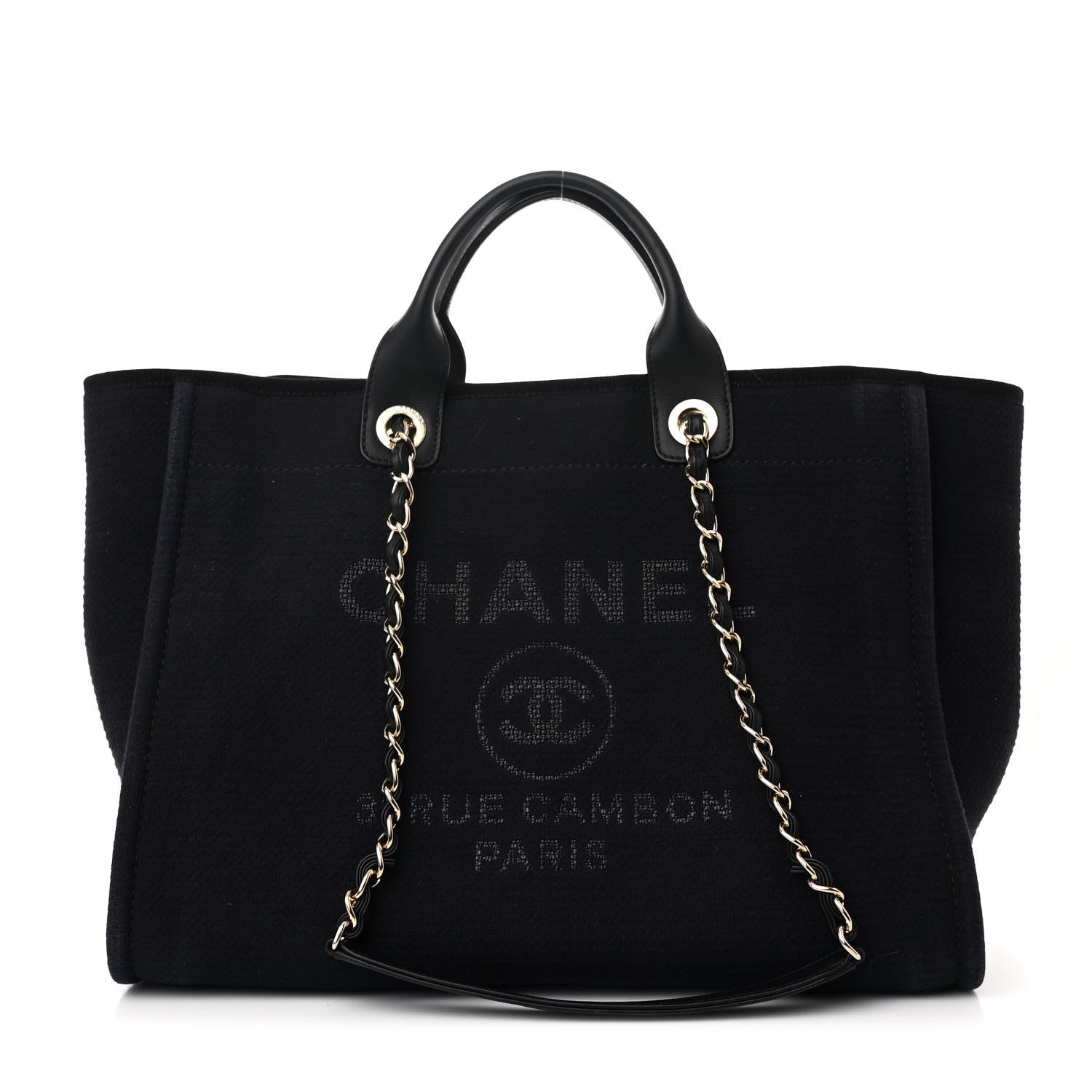 Chanel Mixed Fibers Calfskin Medium Deauville Tote Dark Blue 1 of 12