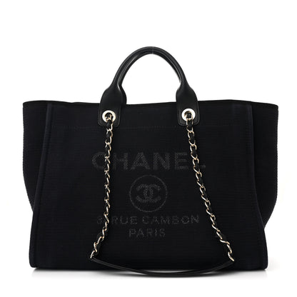 Chanel Mixed Fibers Calfskin Medium Deauville Tote Dark Blue 1 of 12