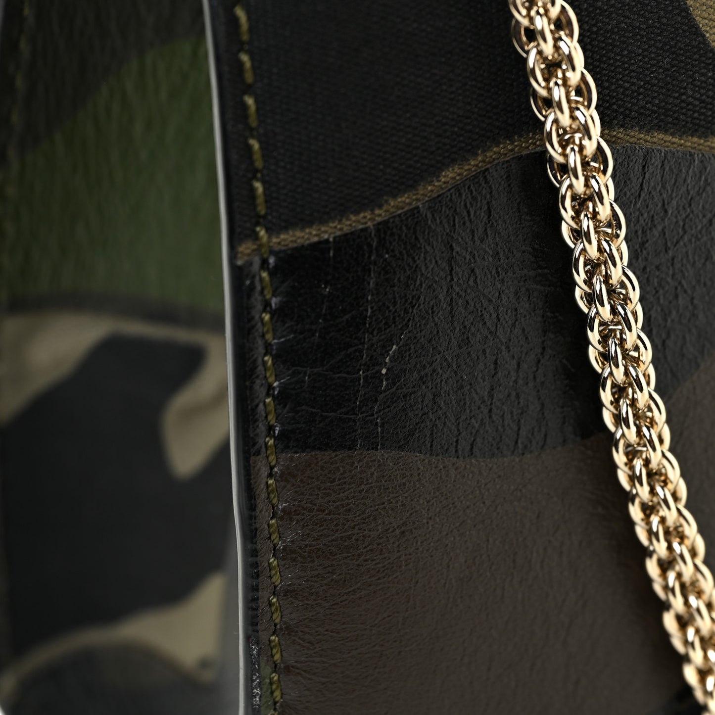 Nappa Canvas Camouflage Medium Glam Lock Rockstud Flap Verde