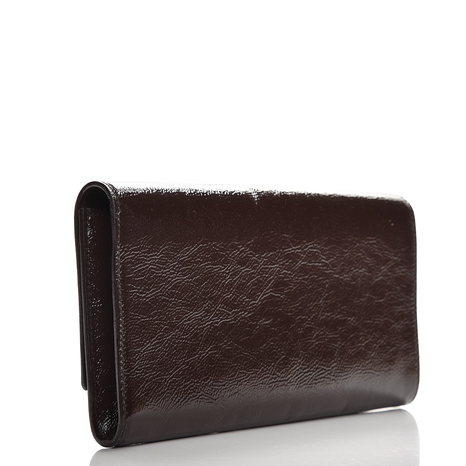 Saint Laurent Textured Patent Large Belle de Jour Clutch Brown 3 of 6
