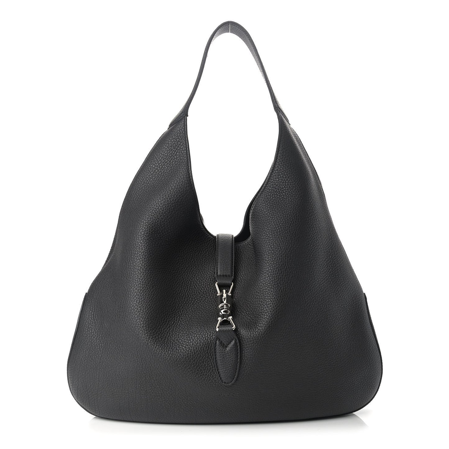 Soft Grained Calfskin Large Jackie Hobo Black