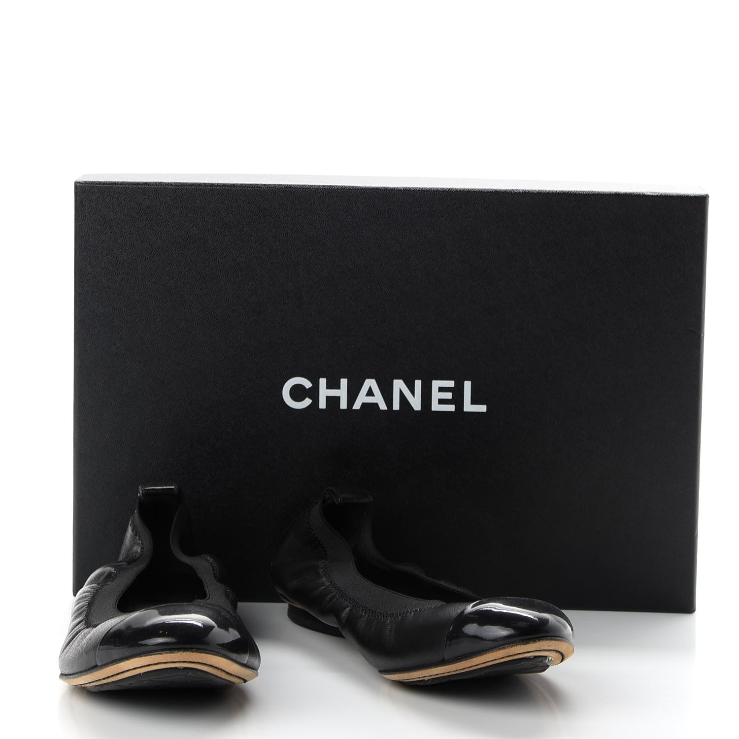 Chanel Lambskin Patent CC Elastic Cap Toe Ballerina Flats 36 Black 9 of 9