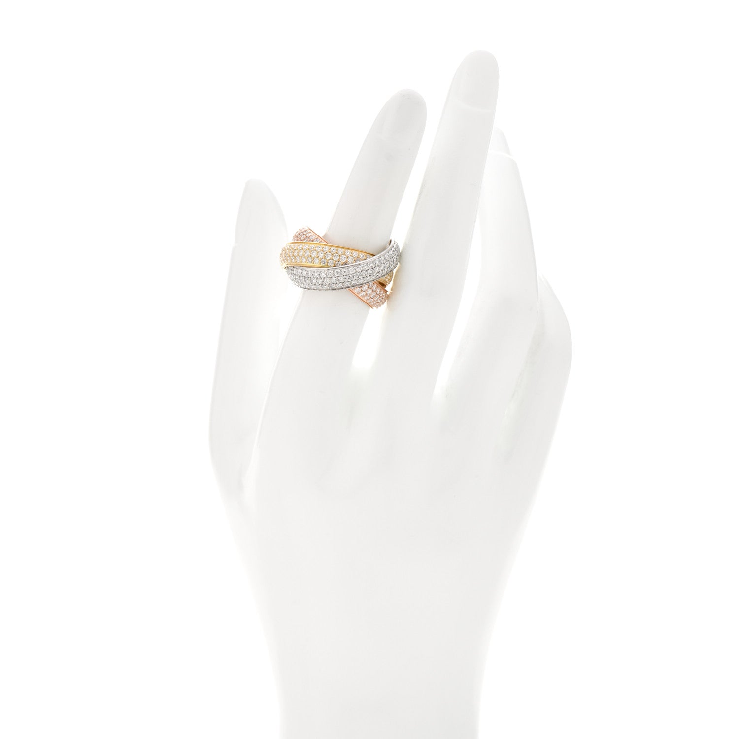 Cartier 18K White Yellow Pink Gold Diamond LM Trinity Paved Ring 59 8.75 2 of 6