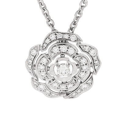 Chanel 18K White Gold Diamond Bouton de Camelia Pendant Necklace 4 of 7