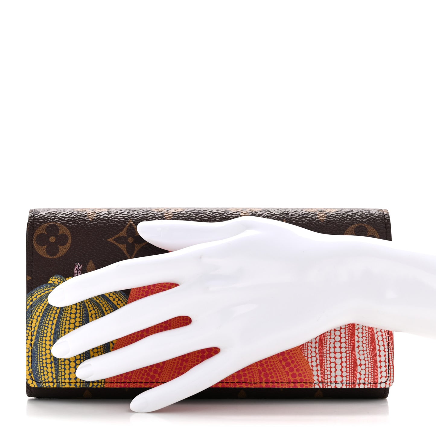 LV X YK Monogram Kusama Pumpkin Sarah Wallet