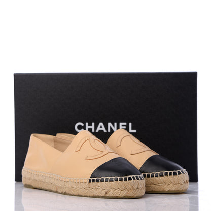 Chanel Lambskin CC Espadrilles 38 Beige Black 9 of 9