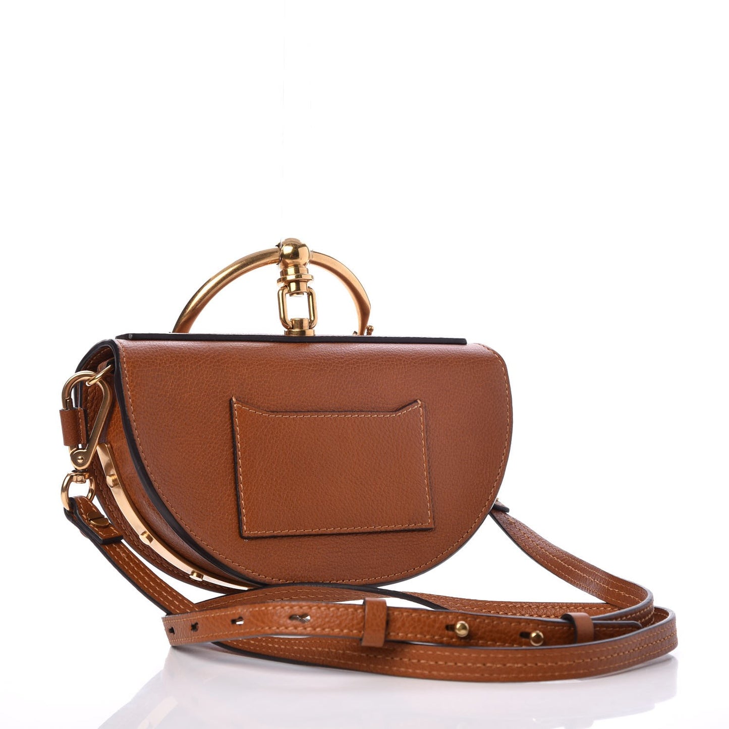 Calfskin Small Nile Bracelet Minaudiere Bag Caramel