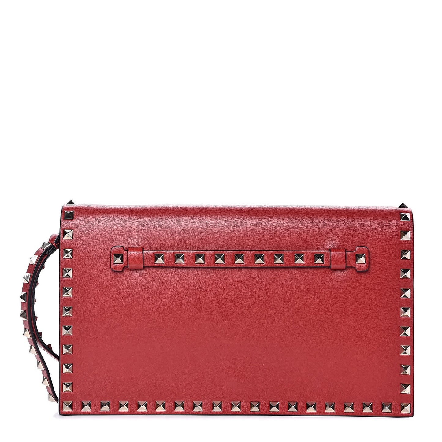 Nappa Rockstud Wristlet Clutch Rosso Valentino