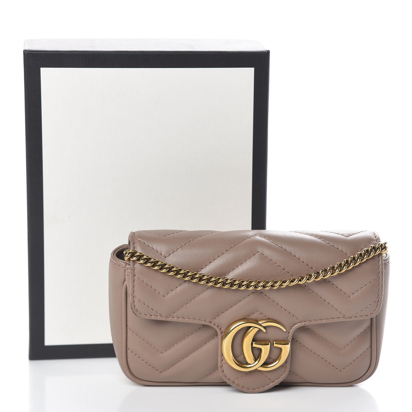 Calfskin Matelasse Super Mini GG Marmont Shoulder Bag Porcelain Rose