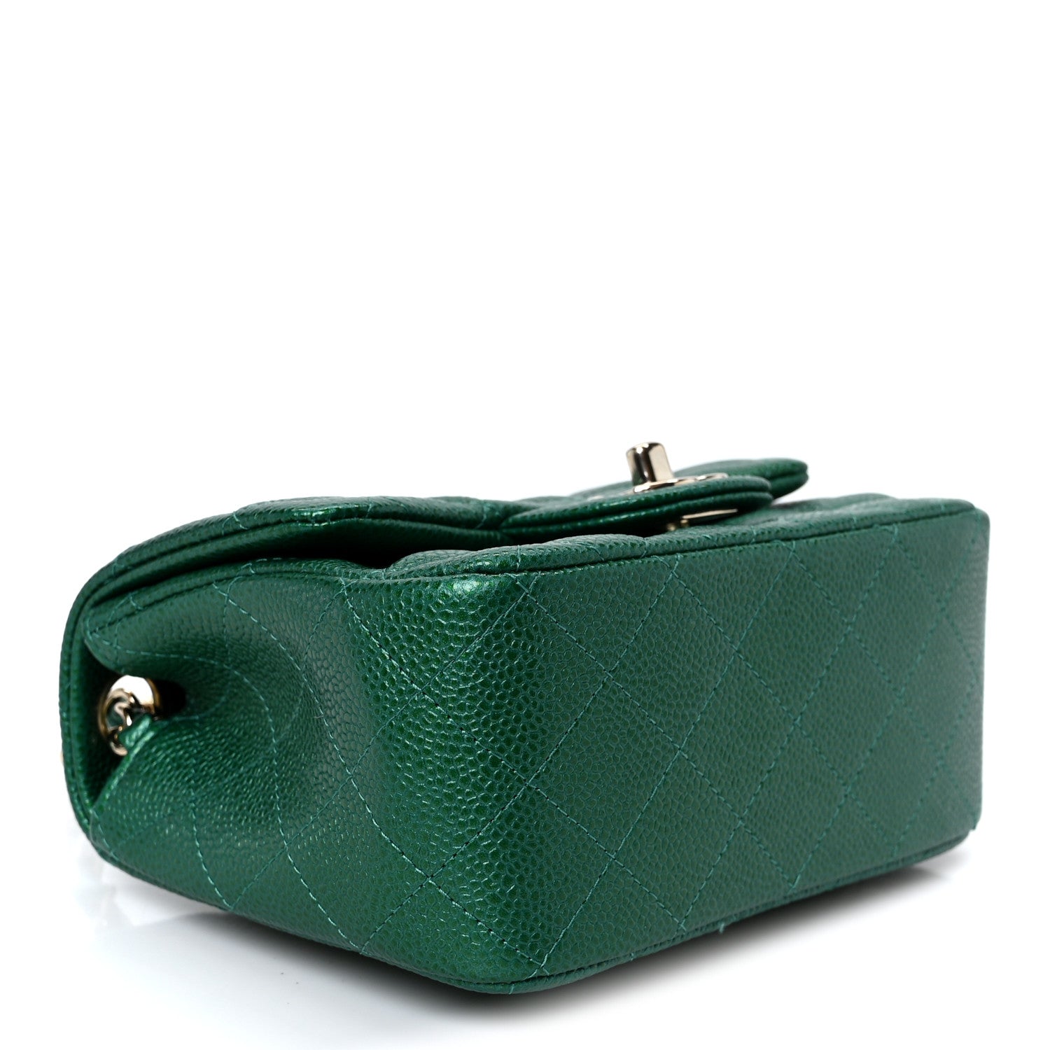 Chanel Metallic Caviar Quilted Mini Square Flap Green 3 of 11