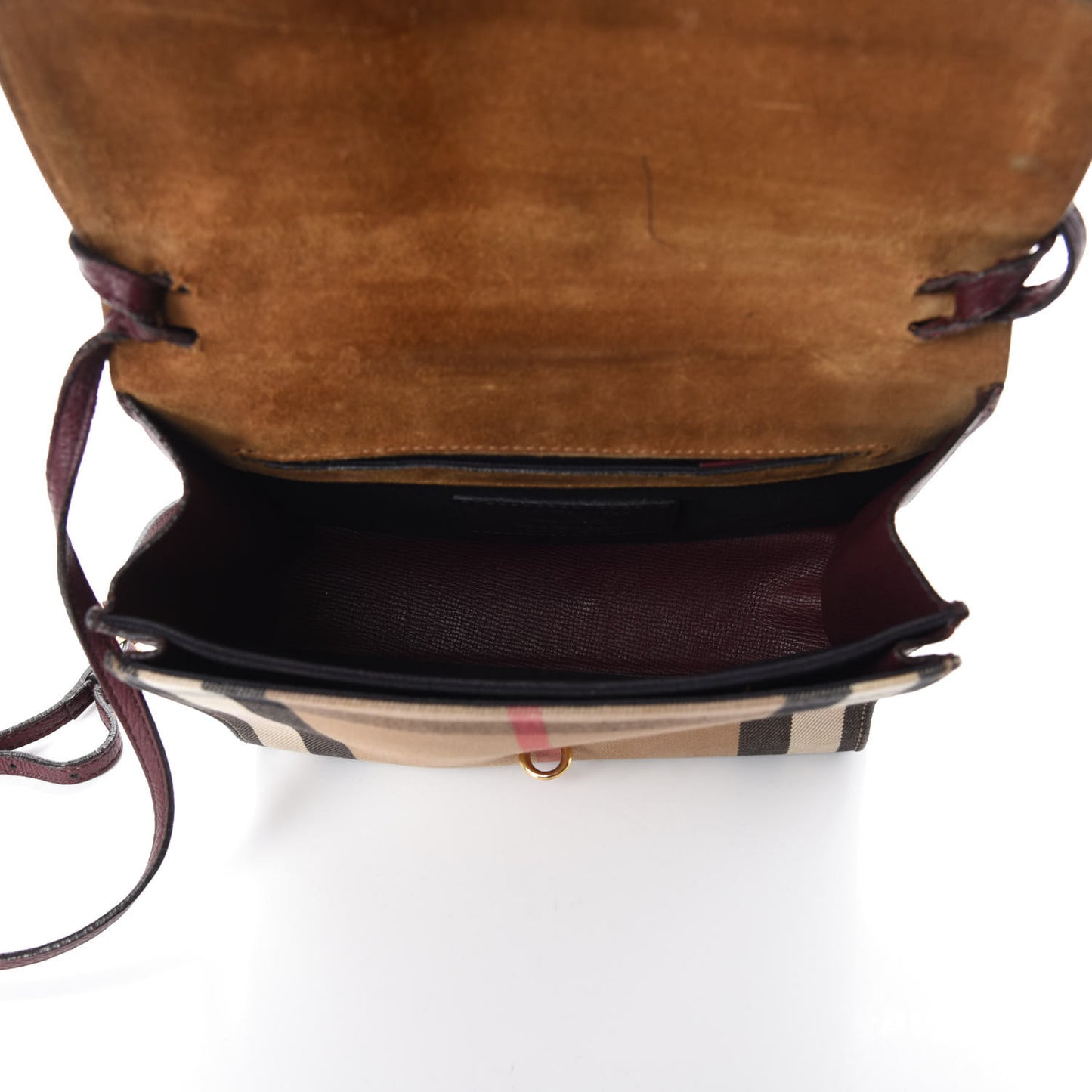 Derby Calfskin House Check Small Macken Crossbody Bag Mahogany Red