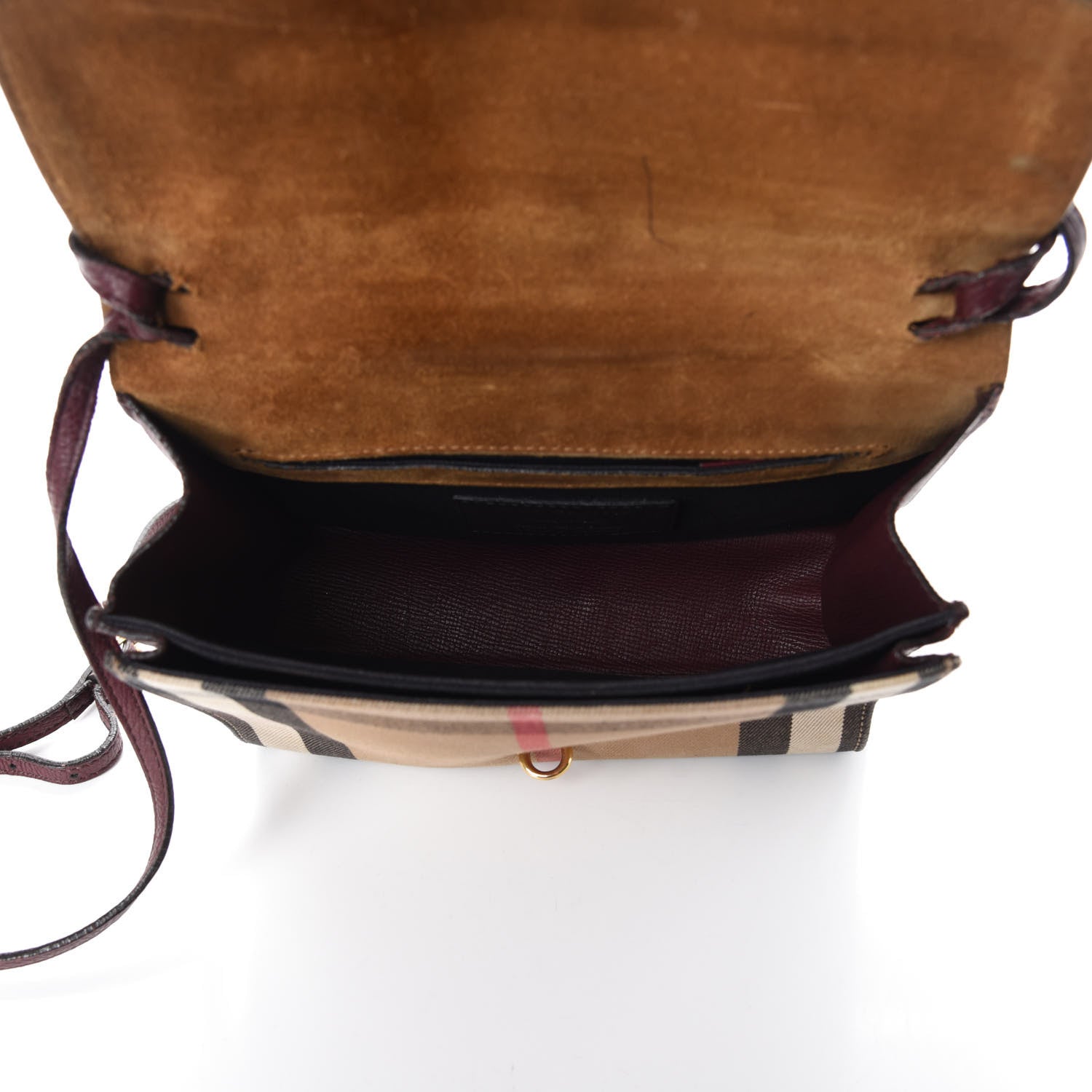 Burberry Derby Calfskin House Check Small Macken Crossbody Bag Mahogany Red 5 of 14