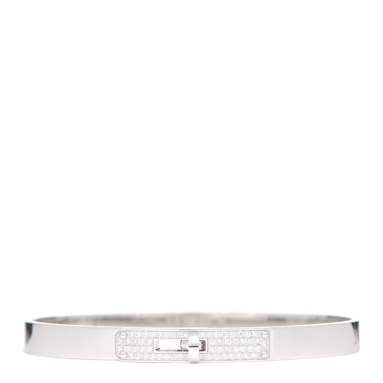 Hermes 18K White Gold Diamond PM Kelly Pave Bracelet SH 1 of 5