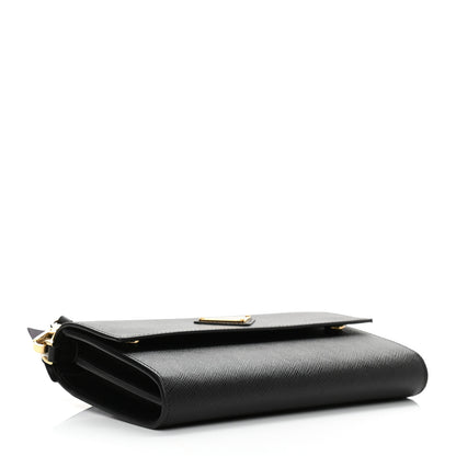 Prada Saffiano Wallet With Shoulder Strap Black 4 of 11