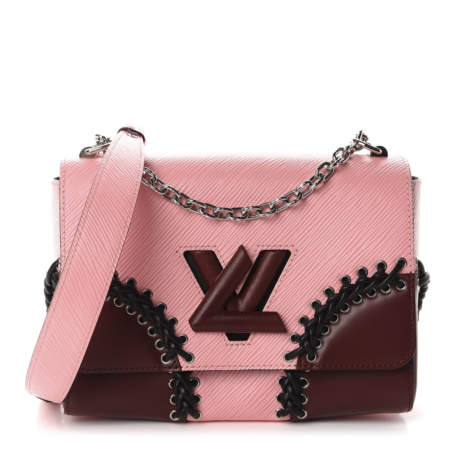 Epi Braided Twist Shoulder Bag MM Rose Ballerine
