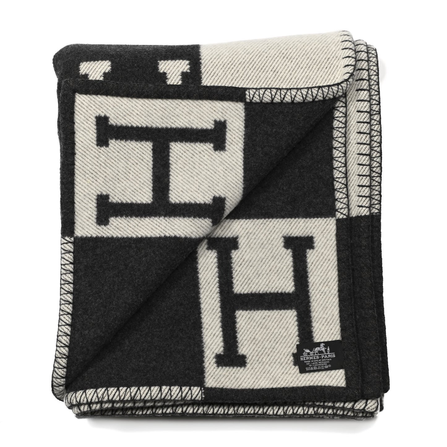 Wool Cashmere Avalon Blanket Ecru Gris Fonce