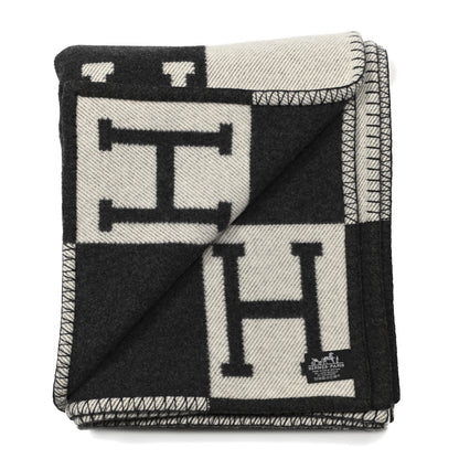 Hermes Wool Cashmere Avalon Blanket Ecru Gris Fonce 2 of 3
