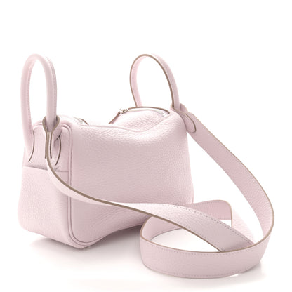 Hermes Taurillon Clemence Verso Mini Lindy 20 Mauve Pale Mushroom 3 of 11