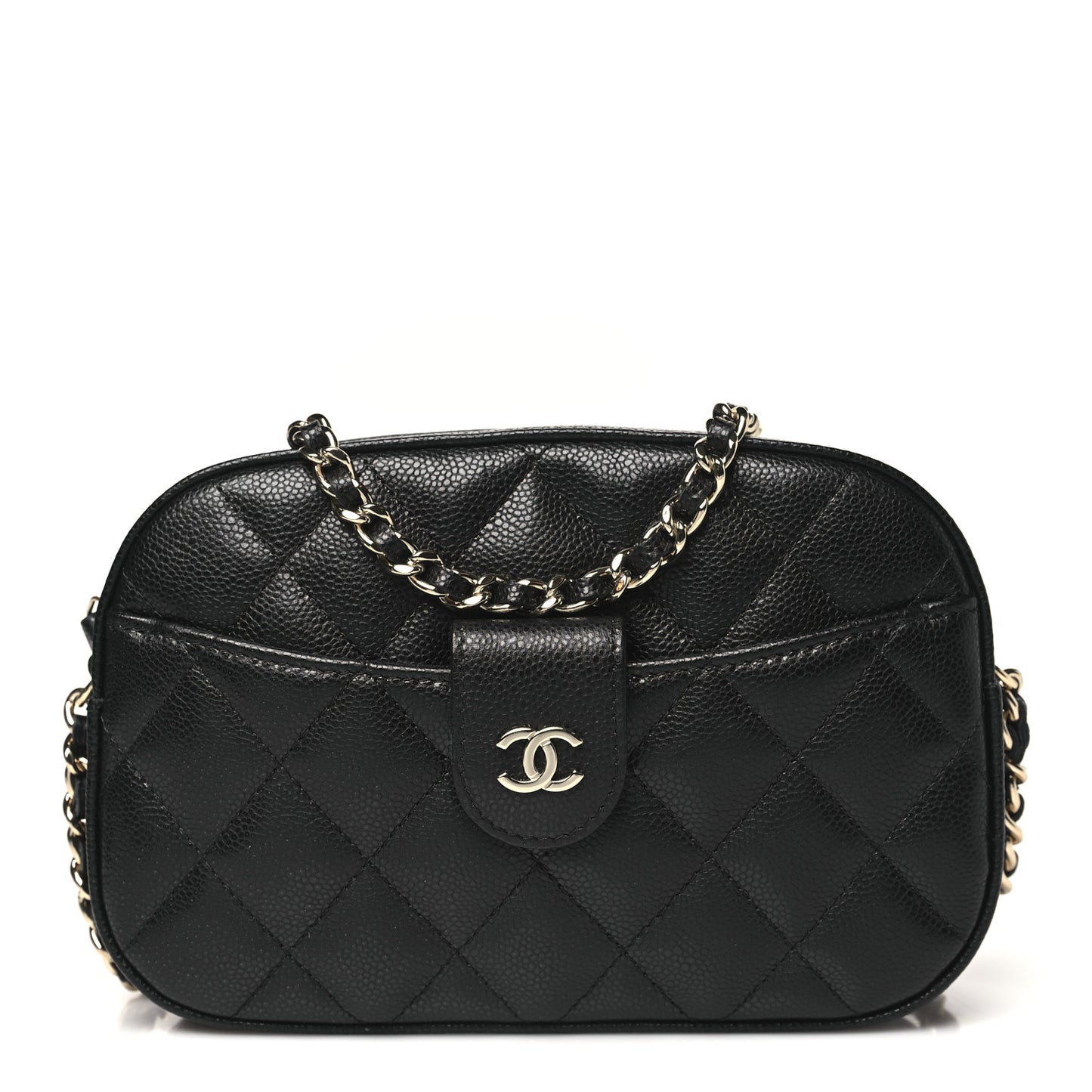 Caviar Quilted Chain Camera Bag Black