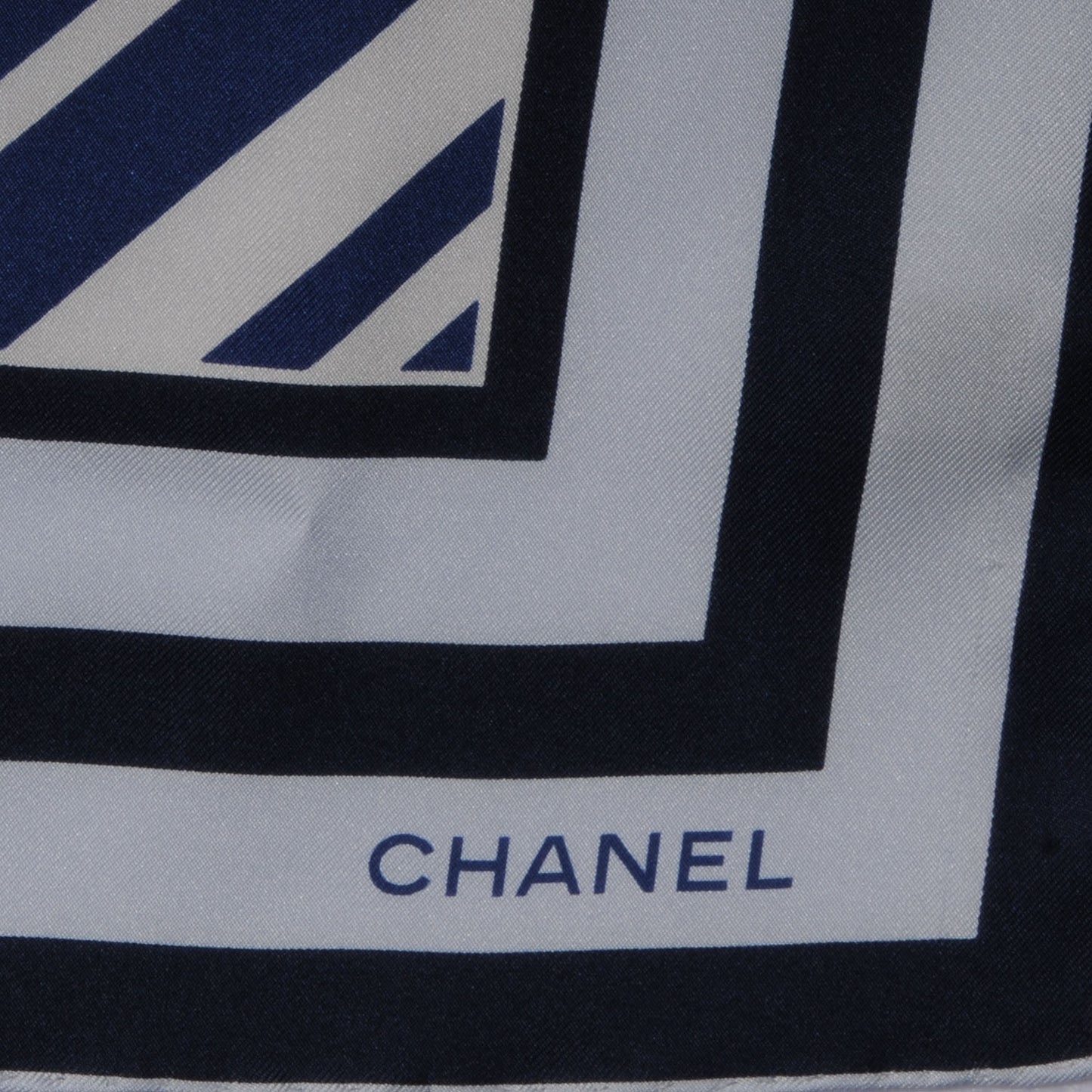 Silk Camellia Stripe CC Scarf Blue