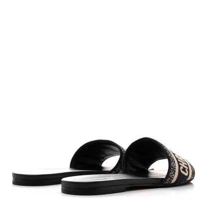 Christian Dior Canvas Embroidered Dway Mules Slide Sandals 36.5 Deep Blue 5 of 12