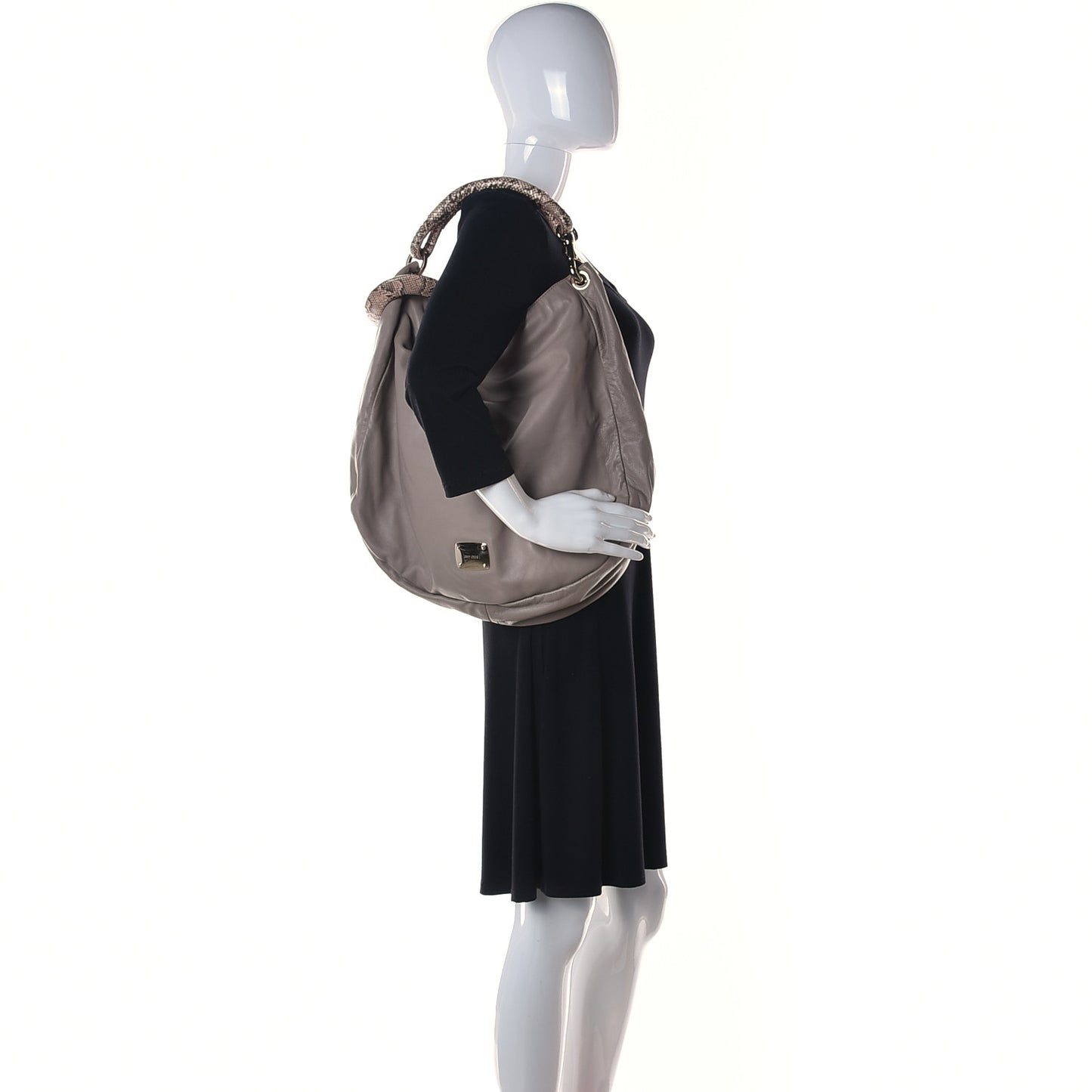 Nappa Snakeskin Trim Sky Hobo Beige