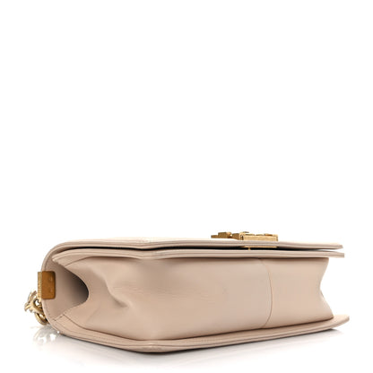 Chanel Caviar Suede Calfskin Chevron Medium Boy Flap Beige 4 of 9