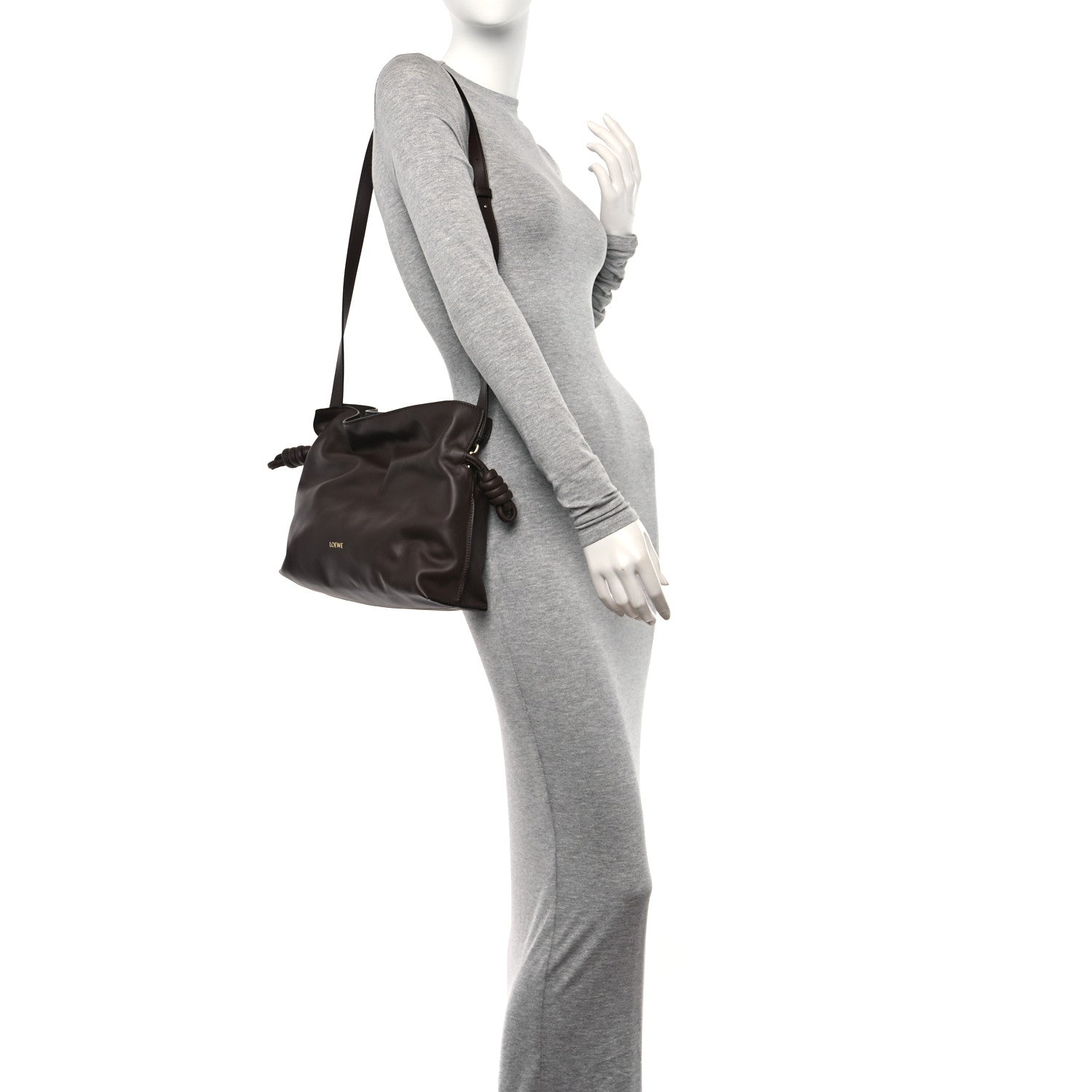 Loewe Nappa Flamenco Knot Clutch Chocolate 2 of 11