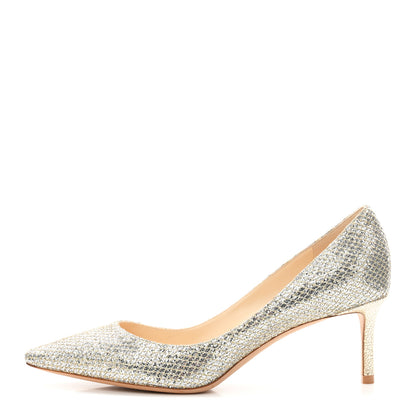 Jimmy Choo Lame Glitter Pointy Toe Romy 60 Pumps 39 Champagne 1 of 9