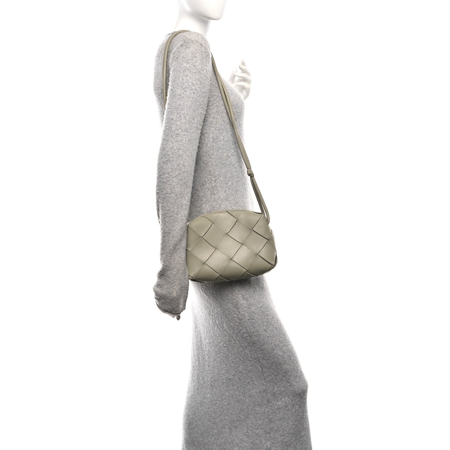 Lambskin Maxi Intrecciato Small Cassette Camera Bag Travertine