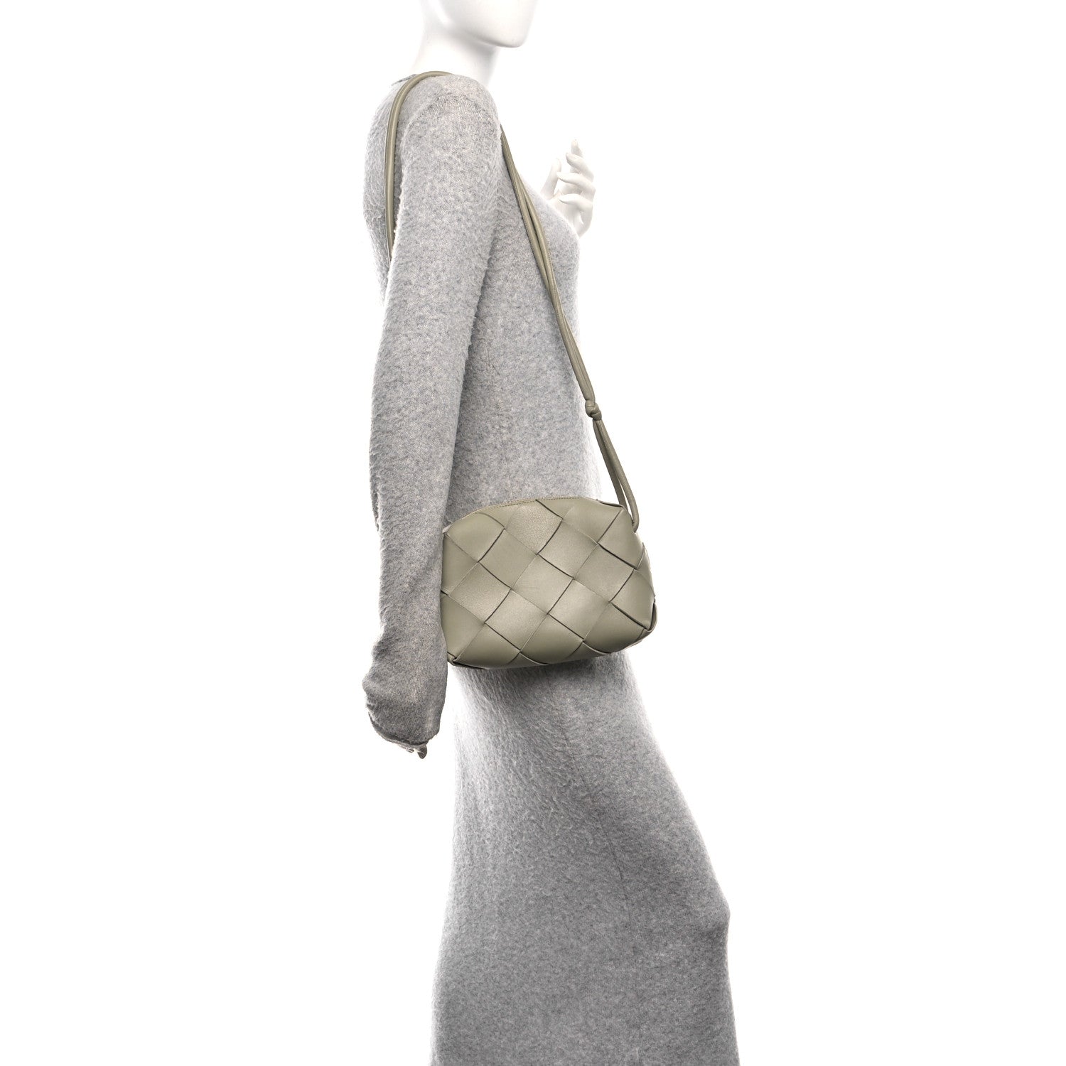 Bottega Veneta Lambskin Maxi Intrecciato Small Cassette Camera Bag Travertine 2 of 10