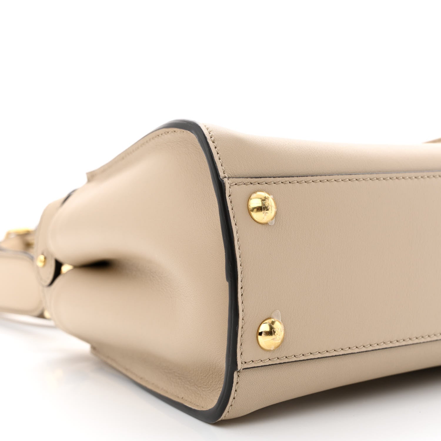 Fendi Vitello Seta Cotton Canvas FF Embroidered Mini Peekaboo Iconic Satchel Nuvola 9 of 10