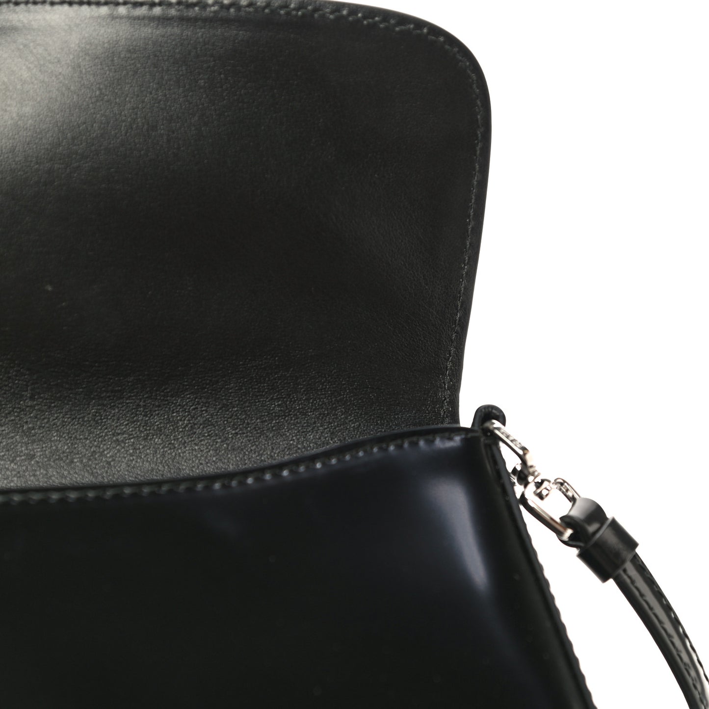 Brushed Calfskin Cleo Flap Shoulder Bag Black