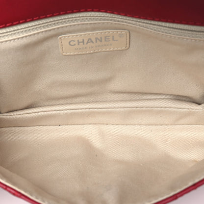 Chanel Calfskin Quilted Double Stitch Hamptons Clutch with Chain Red Red 5 of 12
