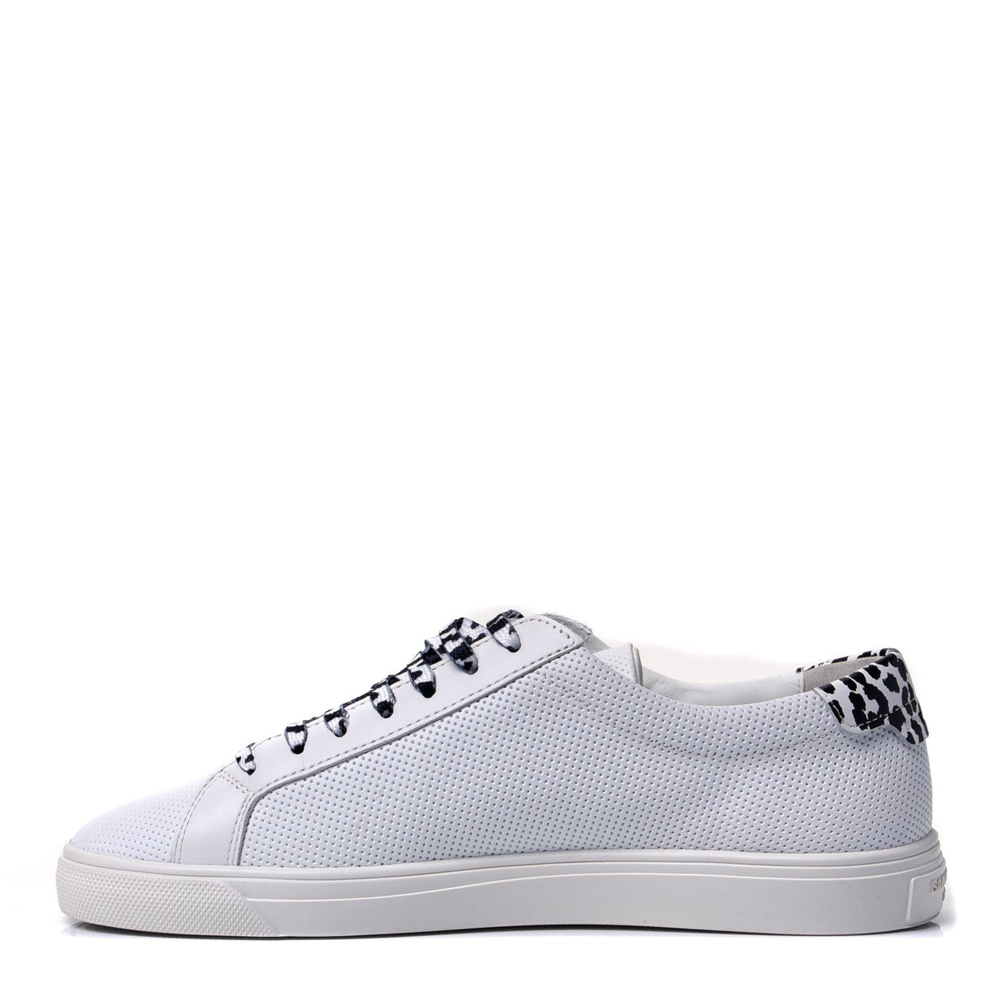 Perforated Calfskin Cheetah Print Andy Low Top Sneakers 38 White Black