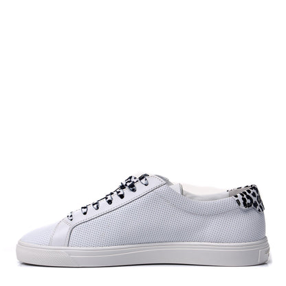 Saint Laurent Perforated Calfskin Cheetah Print Andy Low Top Sneakers 38 White Black 1 of 9
